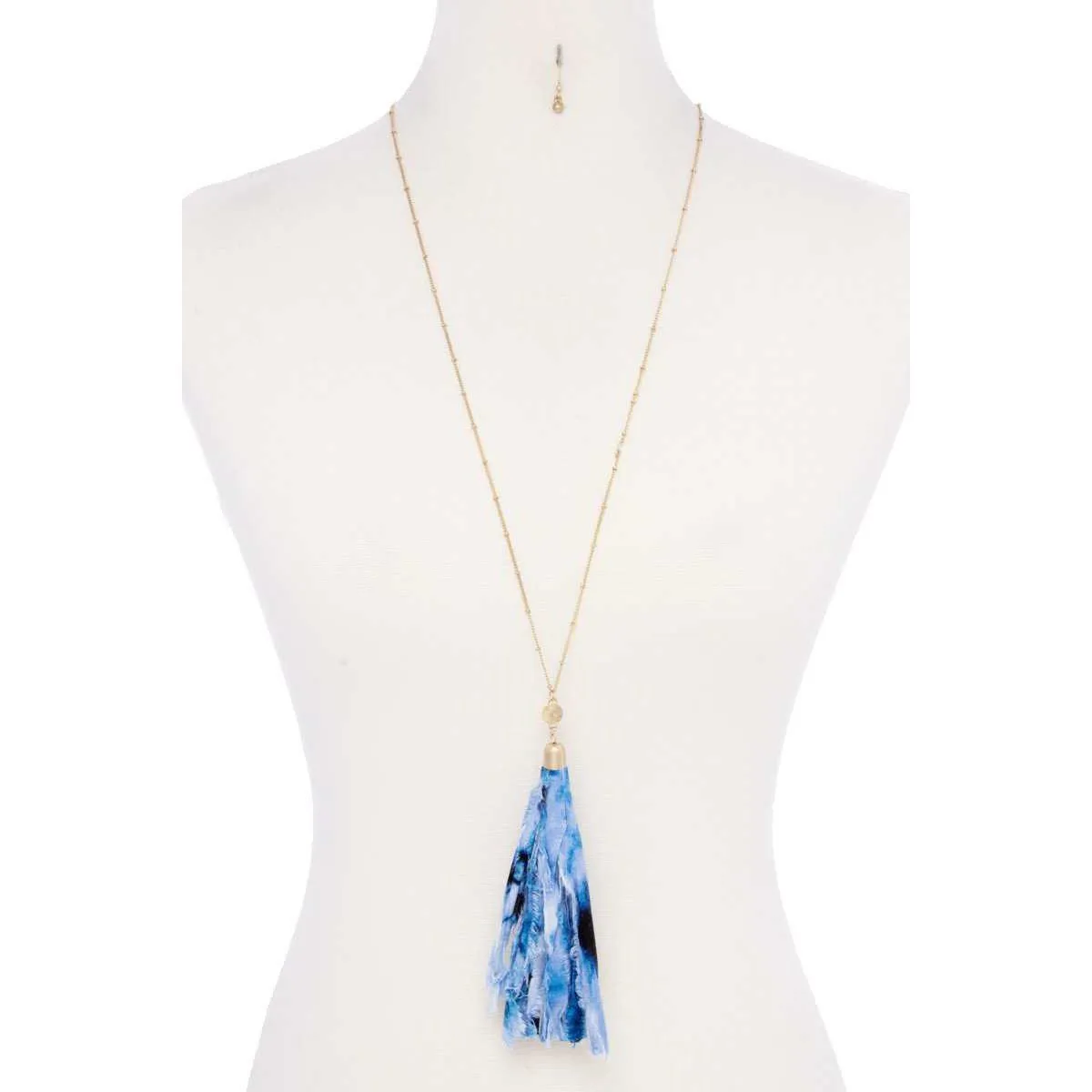 Tye Dye Fabric Tassel Necklace