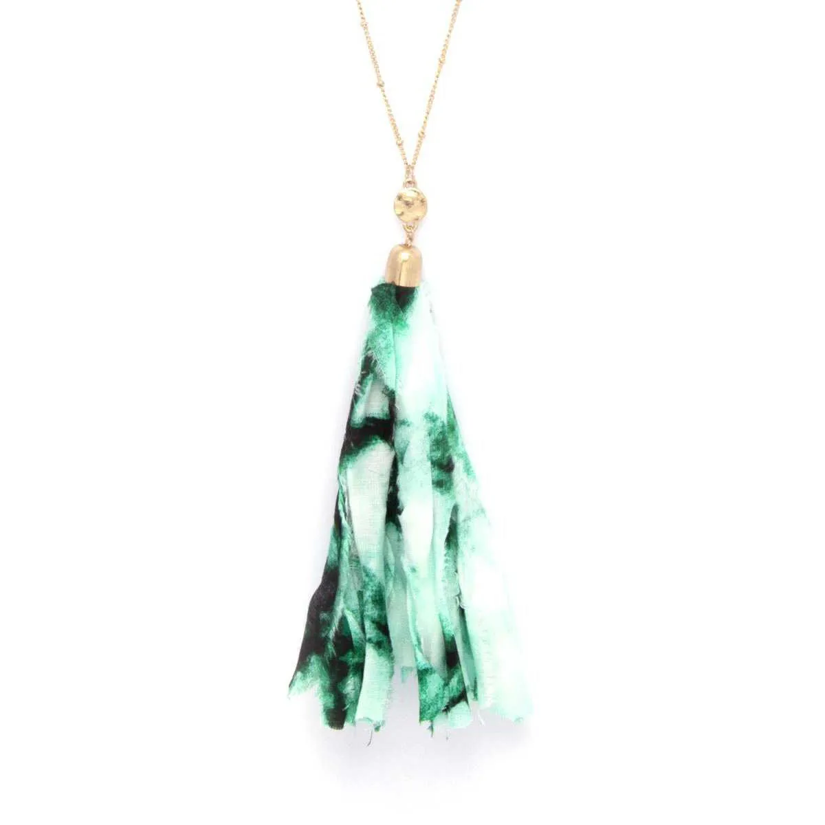 Tye Dye Fabric Tassel Necklace