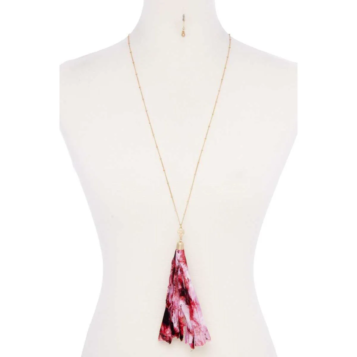 Tye Dye Fabric Tassel Necklace