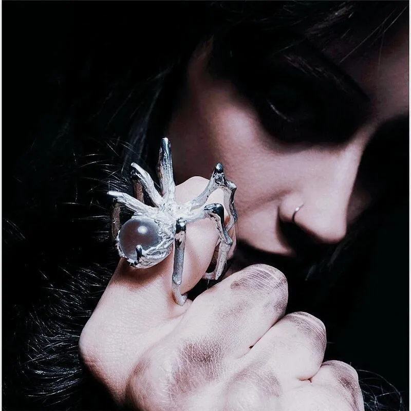 Unique Gothic Crystal Estravagant Spider Rings