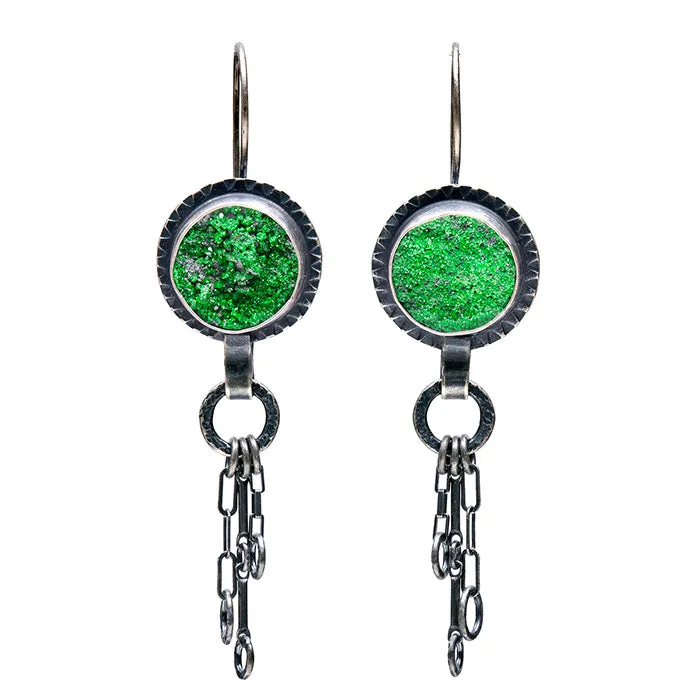 Uvarovite Earrings in Sterling Silver