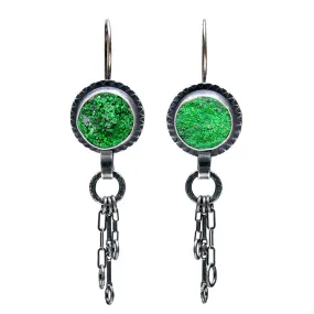 Uvarovite Earrings in Sterling Silver