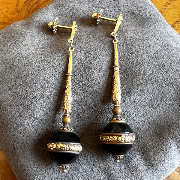 Victorian Onyx Drop Earrings