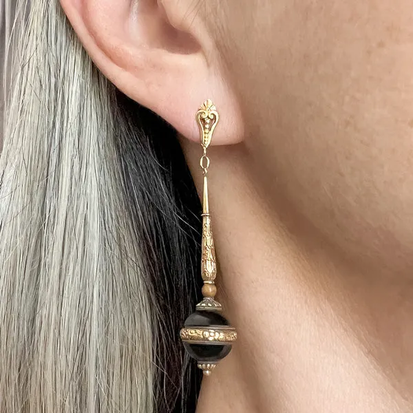 Victorian Onyx Drop Earrings