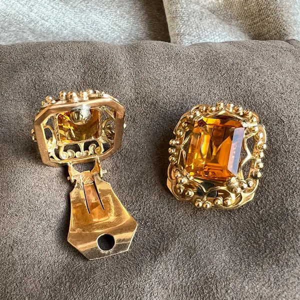 Vintage Citrine Clip Earrings