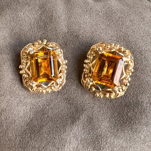 Vintage Citrine Clip Earrings