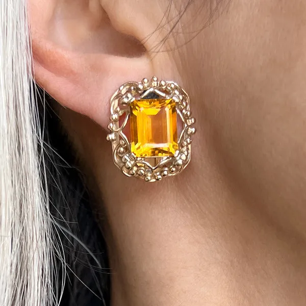 Vintage Citrine Clip Earrings