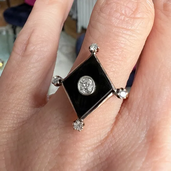 Vintage Diamond & Onyx Ring