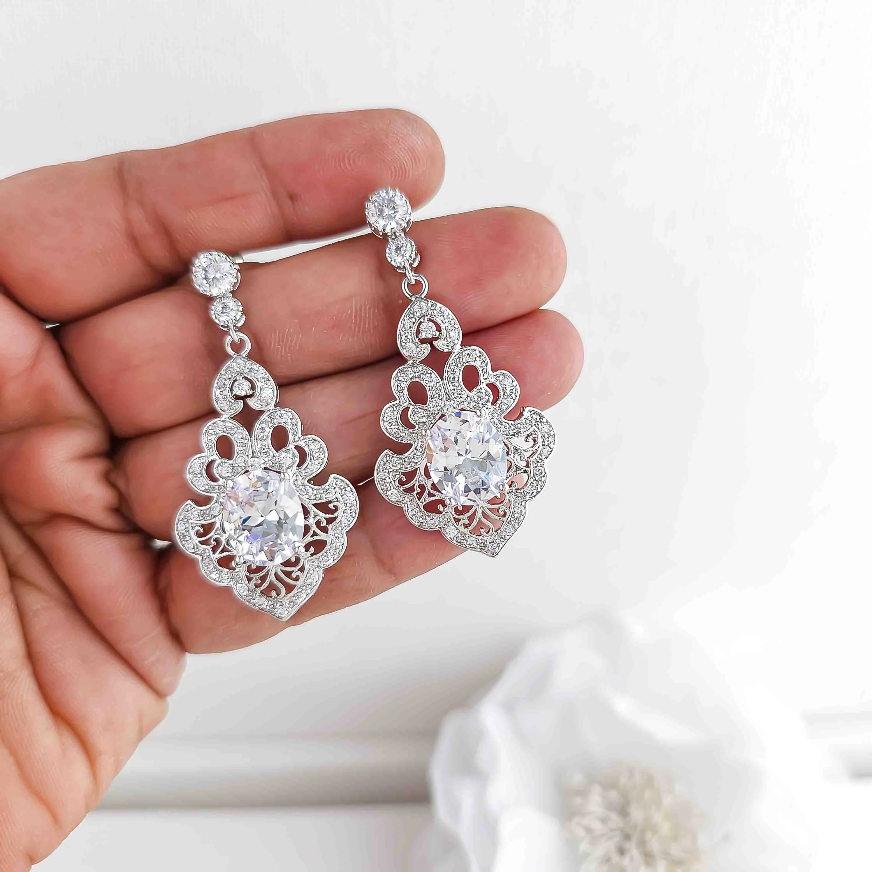 Vintage Wedding Earrings for Bride-Eloise