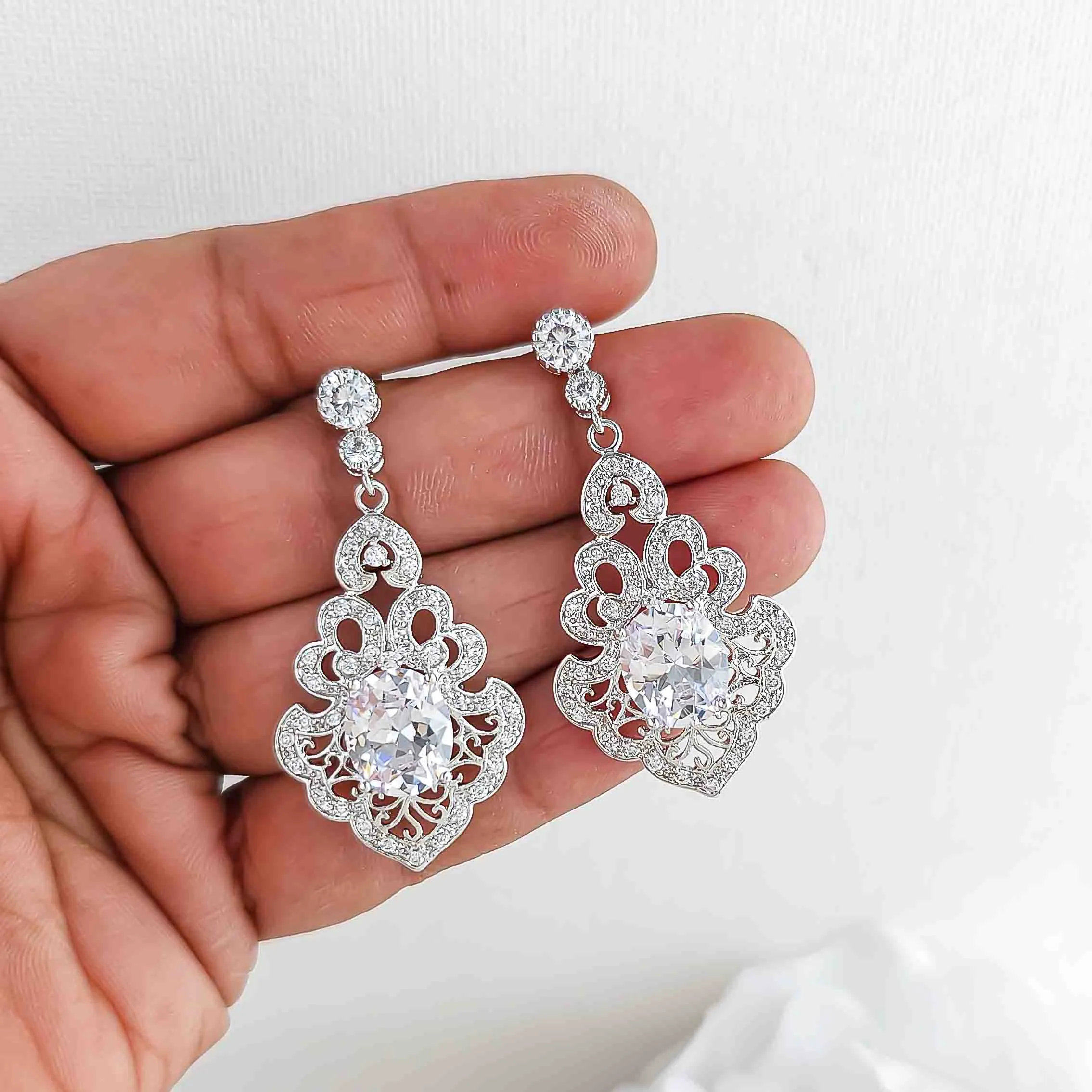 Vintage Wedding Earrings for Bride-Eloise