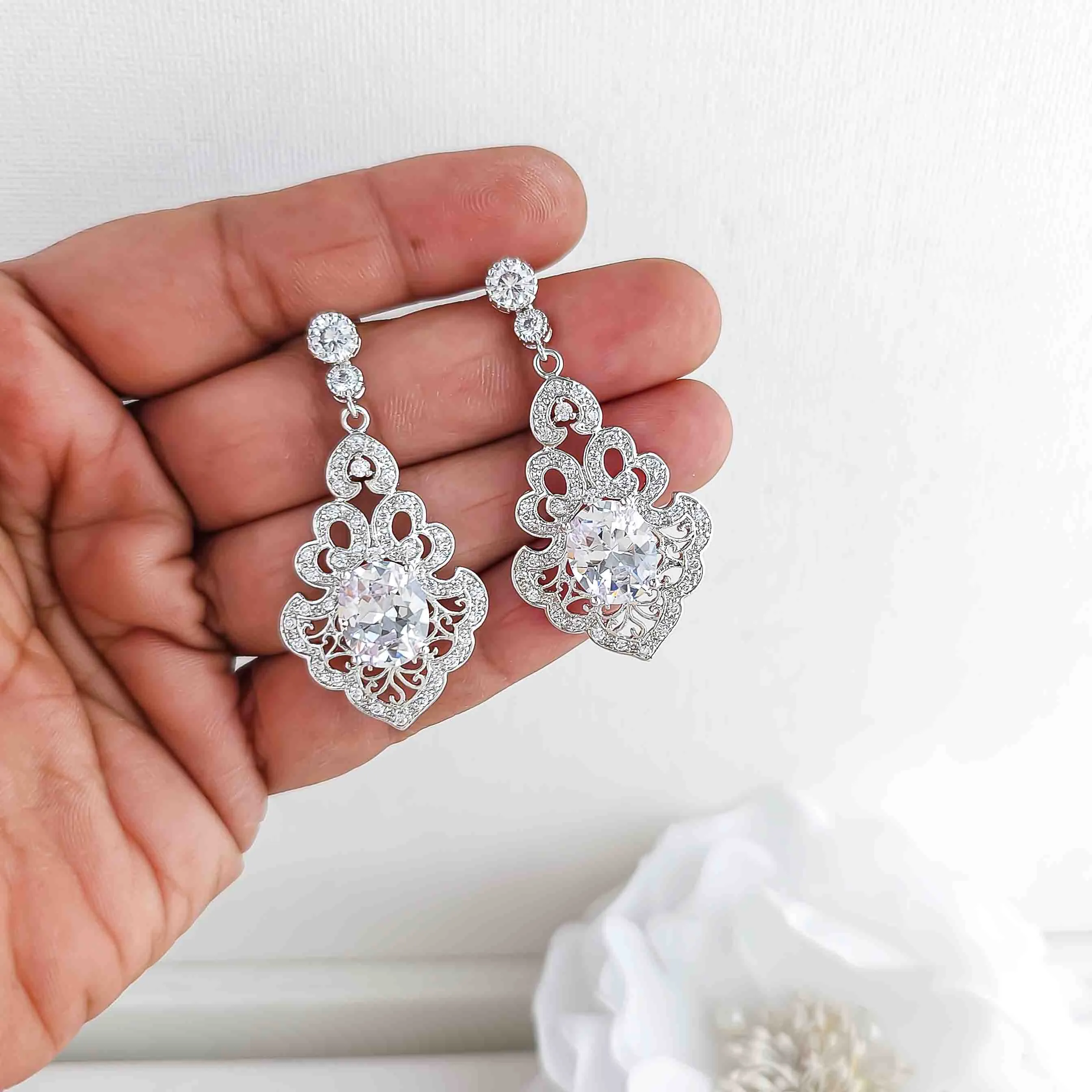 Vintage Wedding Earrings for Bride-Eloise