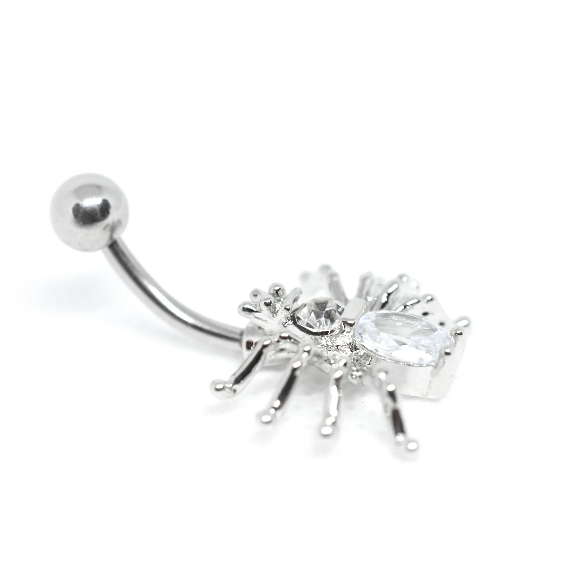 White Spider Belly Ring