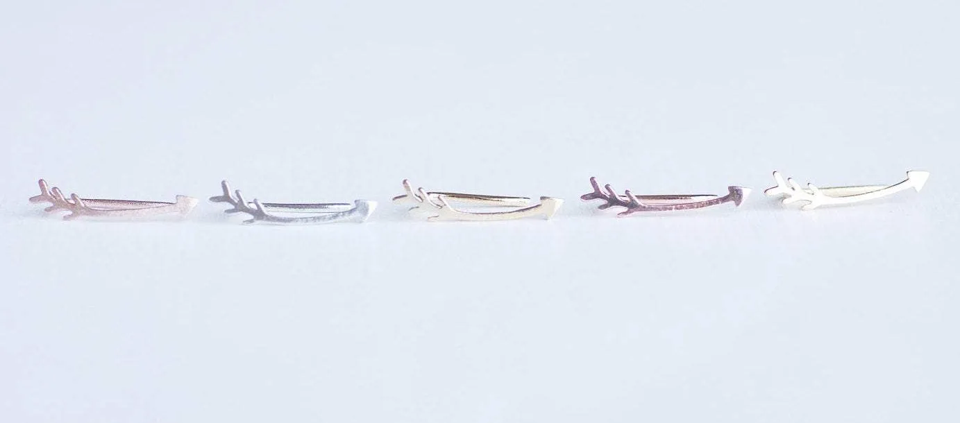 Wholesale Matte Pink Rose Gold Vermeil Arrow Earring Climber Ear Cuff- Gold Arrow Earrings, Pink Arrow Earring Crawler, Curved Arrow Earring, 281