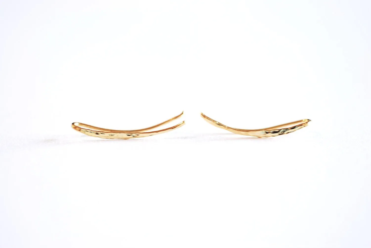 Wholesale Shiny Vermeil Gold Ear Climber Earrings- 22k gold plated Sterling Silver Ear Crawlers, Earring Findings, Curved Bar Earrings, Ear Cuff, 304