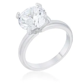 WildKlass 4.4ct CZ Rhodium Plated Classic Solitaire Ring