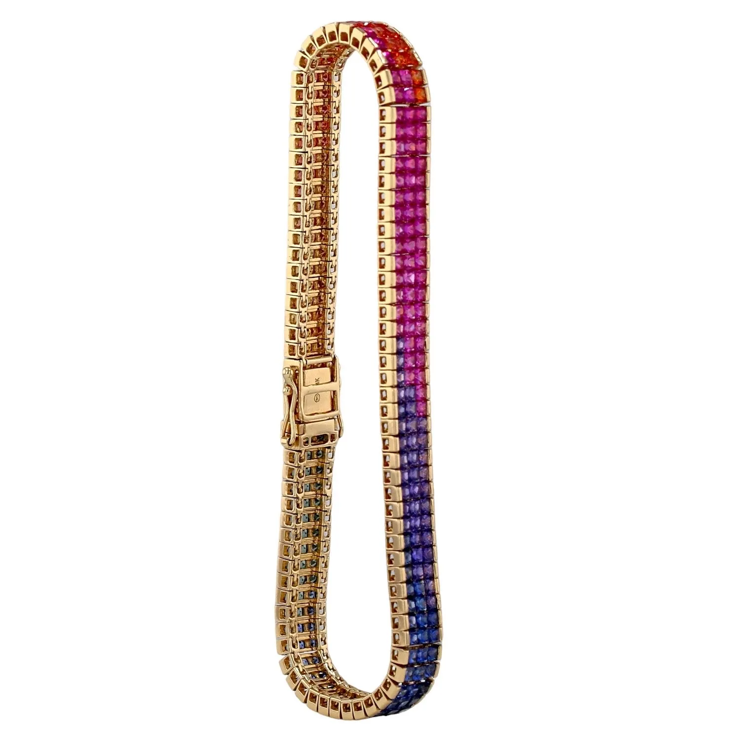 Yellow 14k gold rainbow sapphire bracelet