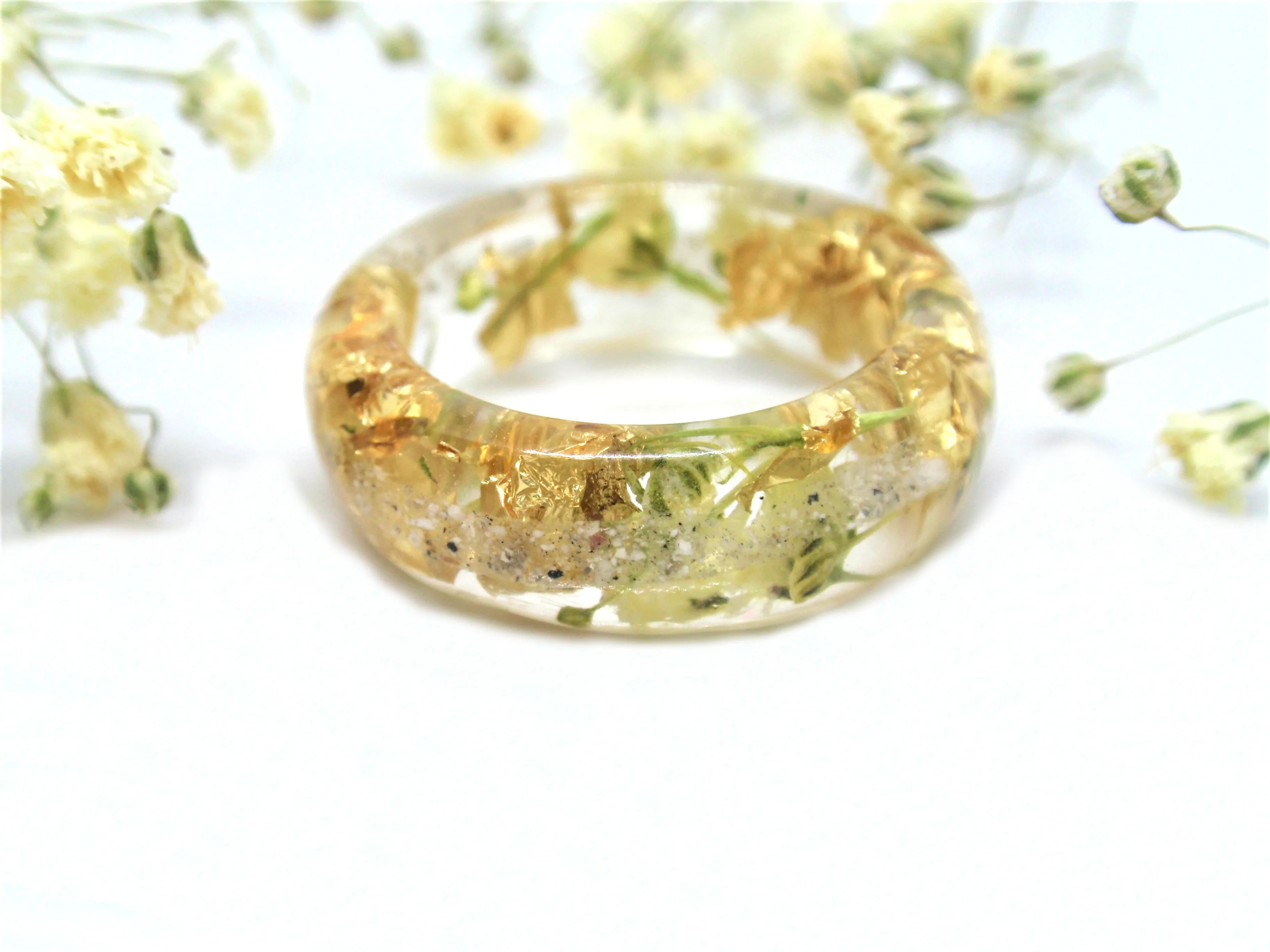 Yellow Flower Ring with Cremains