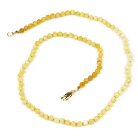 Yellow Opal 4mm Faceted Rounds Knotted Necklace with Gold Filled Trigger Clasp