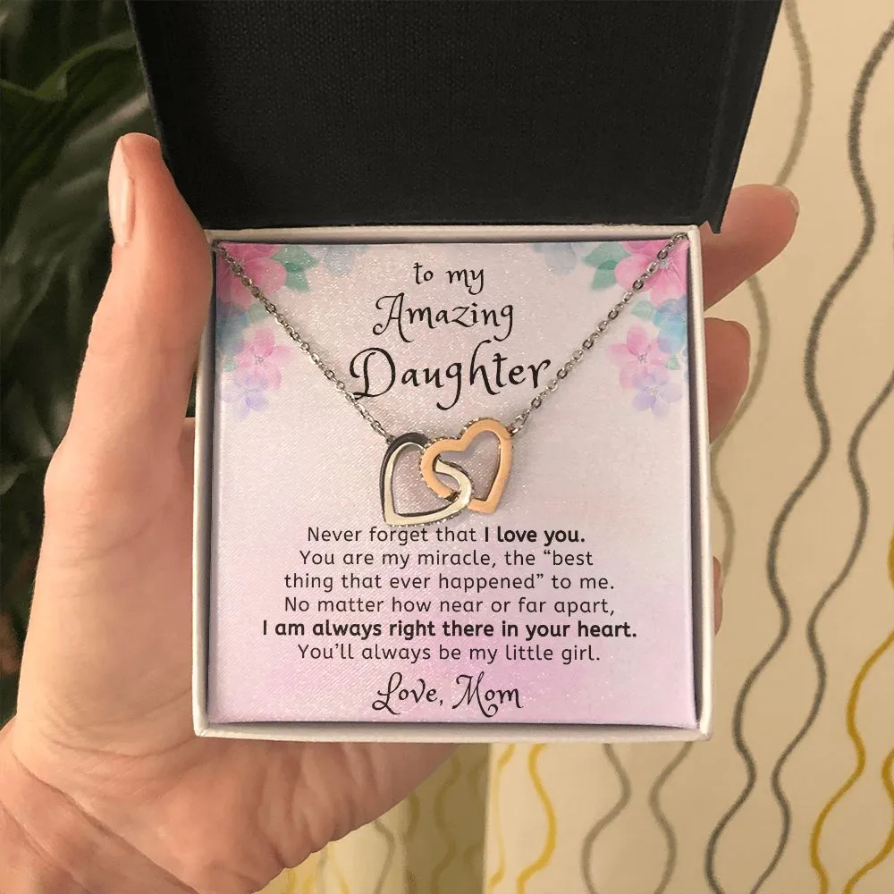 You are my Miracle To Daughter Gift From Mom Interlocking Heart Necklace