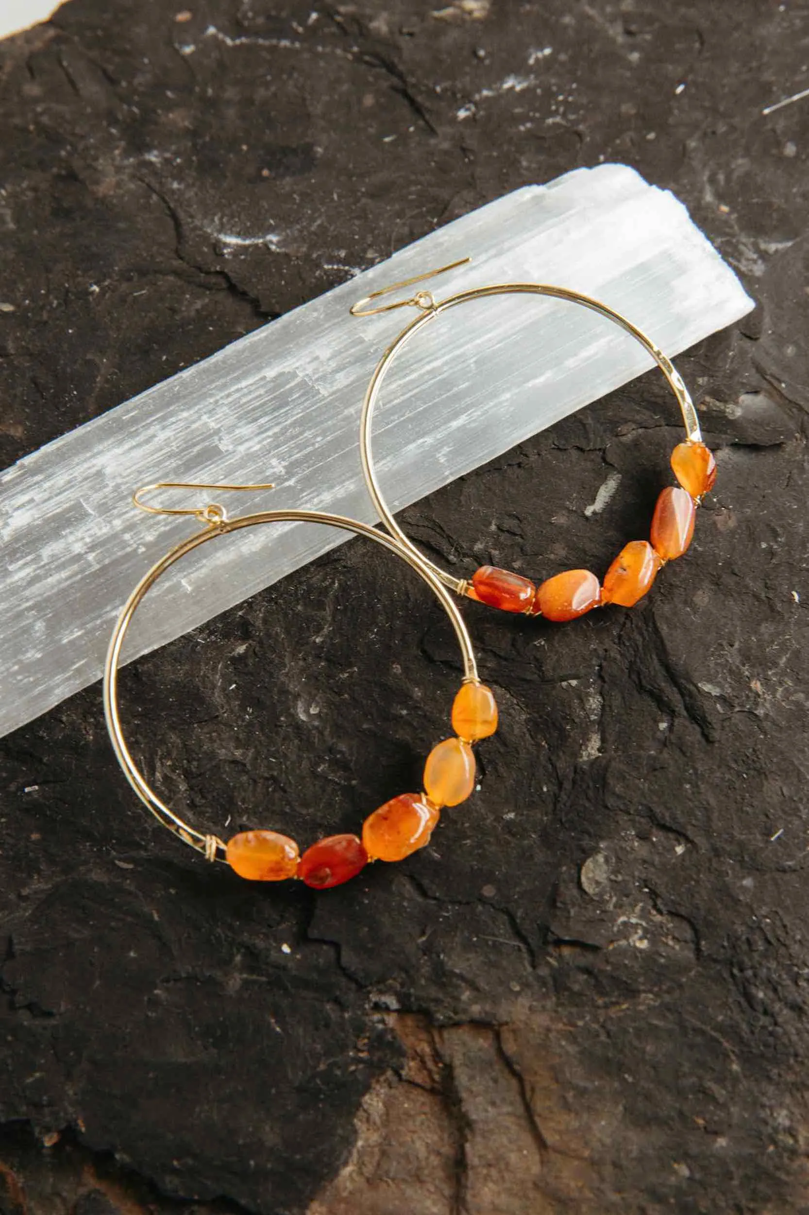 You Are The Flame Carnelian Gold Hoops