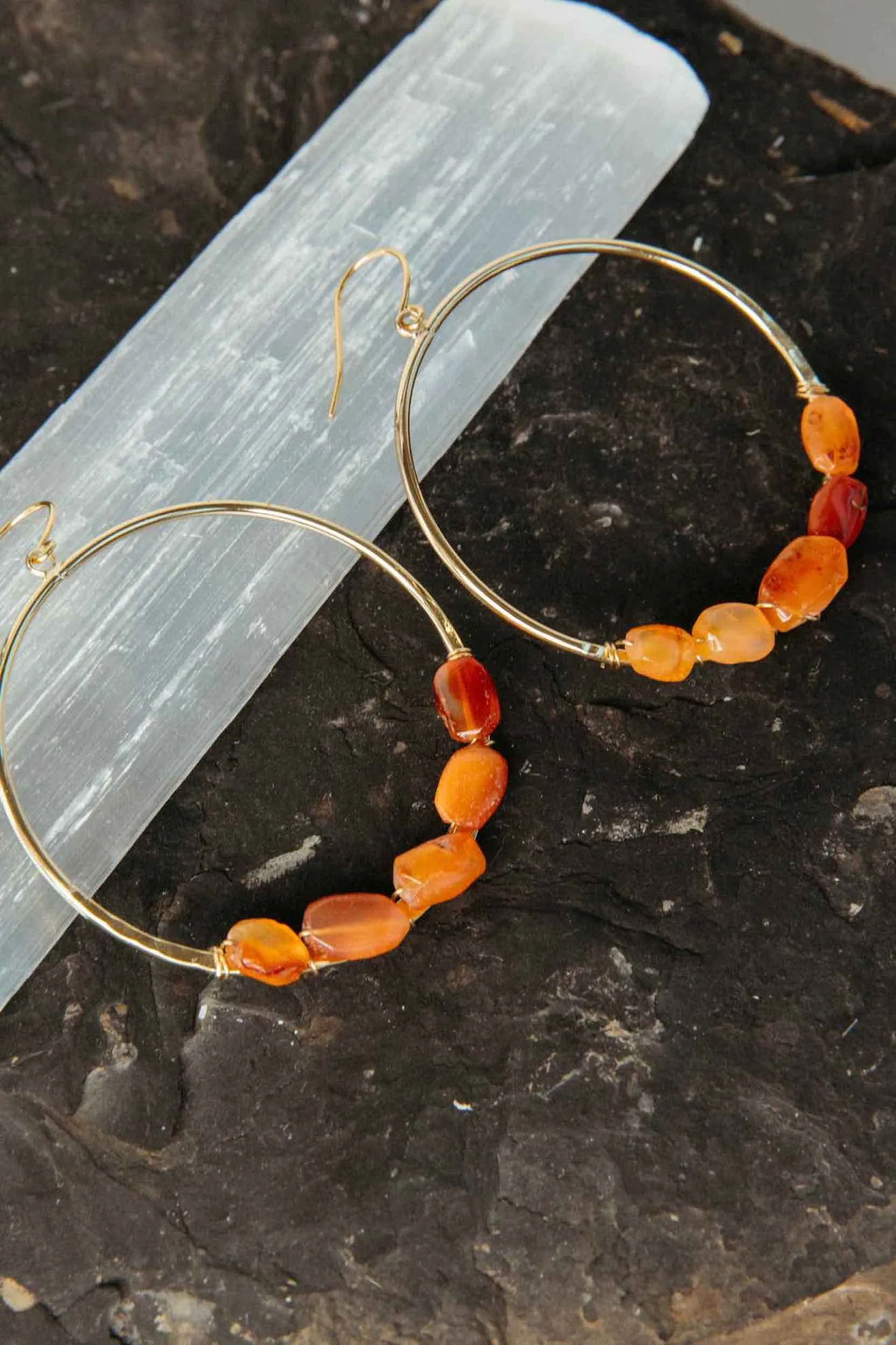 You Are The Flame Carnelian Gold Hoops